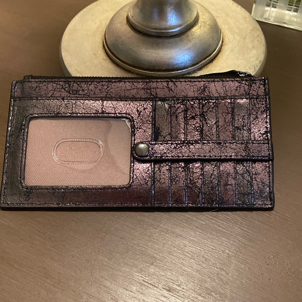 Antonio Melani Metallic leather flat zip wallet